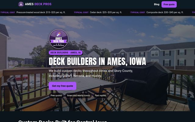 Ames Deck Pros website preview