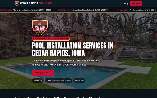 Cedar Rapids Pool Pros website preview