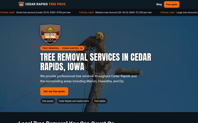 Cedar Rapids Tree Pros website preview