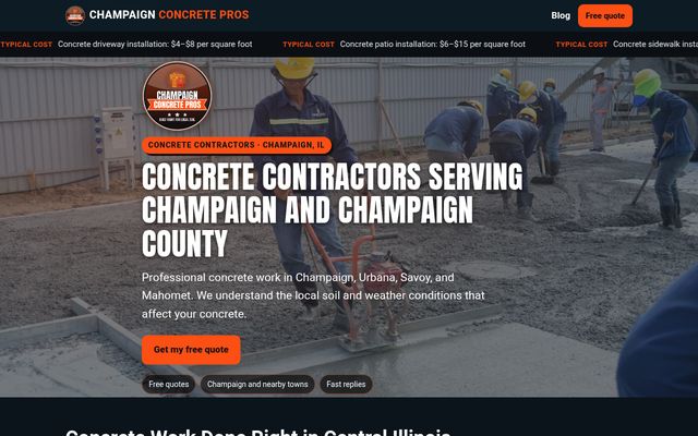 Champaign Concrete Pros website preview