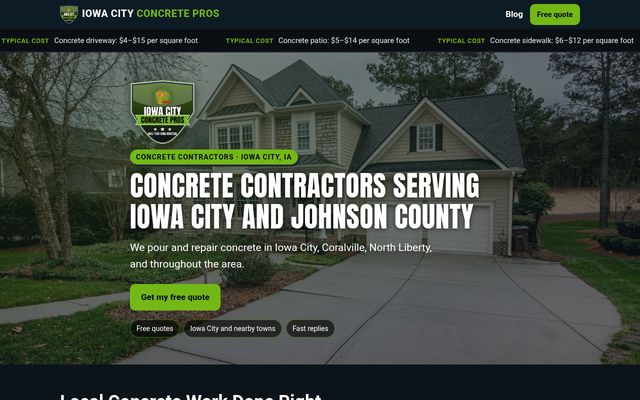 Iowa City Concrete Pros website preview