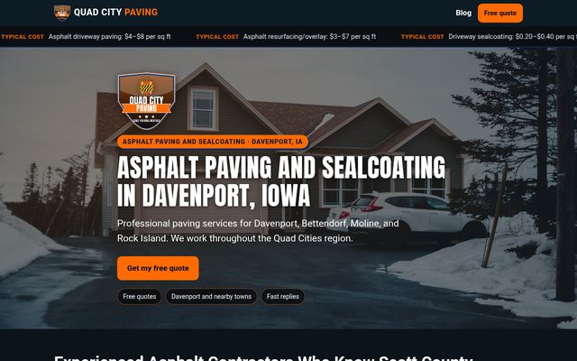 Quad City Paving website preview