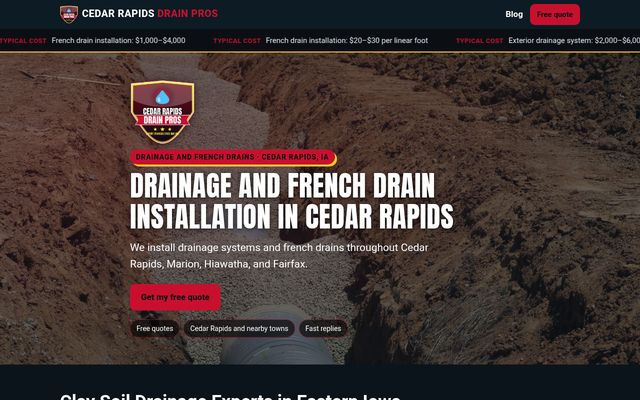 Cedar Rapids Drain Pros website preview