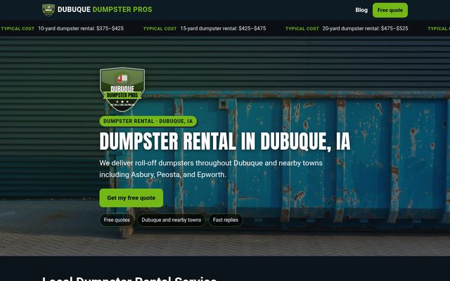 Dubuque Dumpster Pros website preview