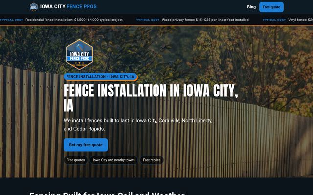 Iowa City Fence Pros website preview