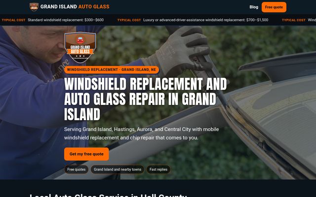 Grand Island Auto Glass website preview
