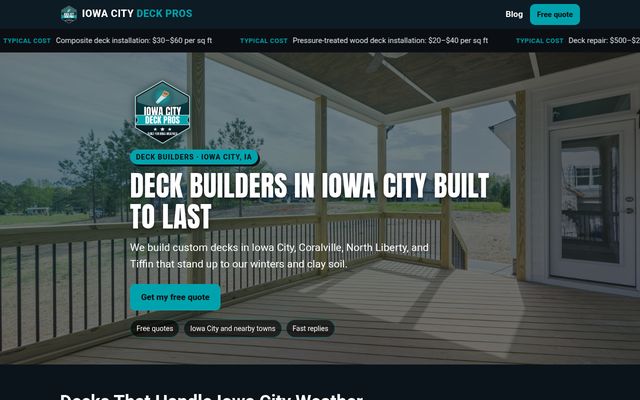 Iowa City Deck Pros website preview