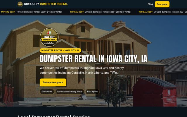 Iowa City Dumpster Rental website preview