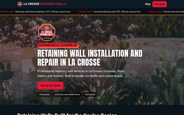 La Crosse Retaining Walls website preview