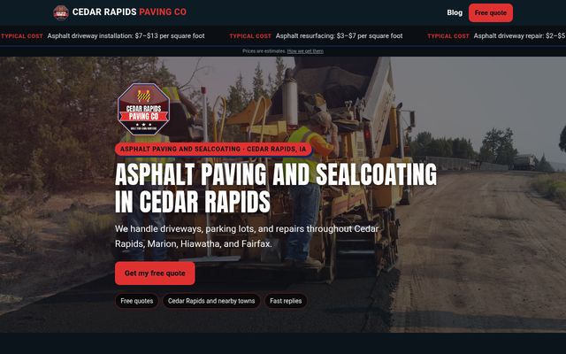 Cedar Rapids Paving Co website preview