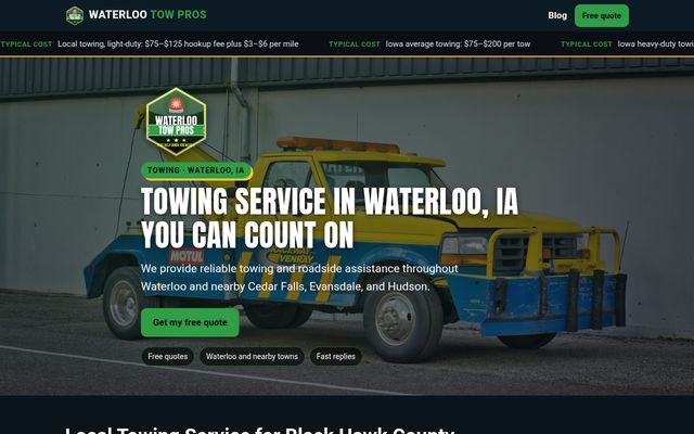 Waterloo Tow Pros website preview