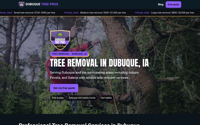 Dubuque Tree Pros website preview