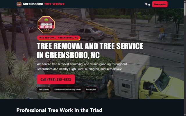 Greensboro Tree Pros website preview