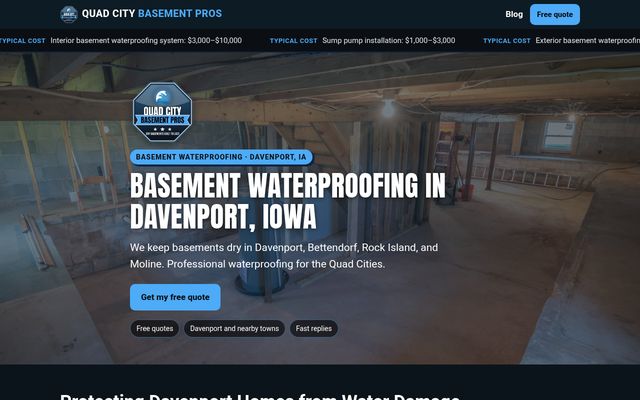 Quad City Basement Pros website preview